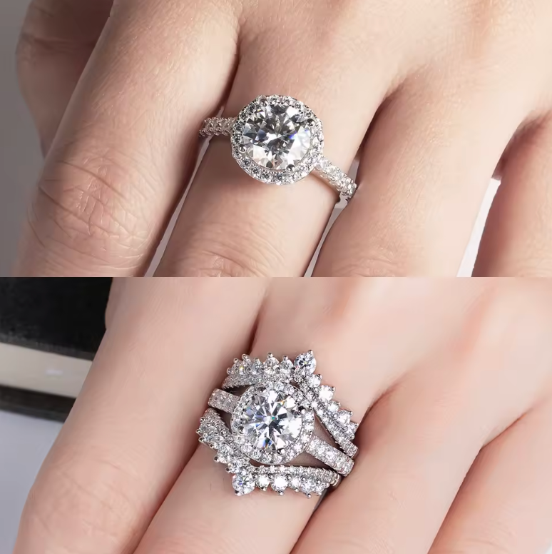 Crown Halo Brilliant Moissanite Gold Plated Ring