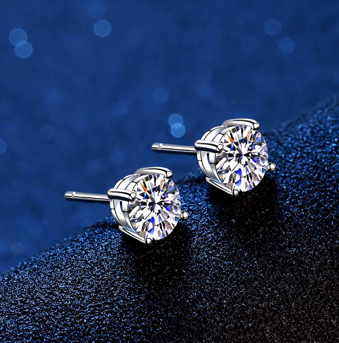 Pure Solitaire 4-Prong Moissanite Gold Plated Earrings
