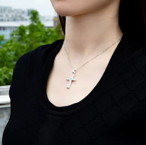 Divine Cross Moissanite Gold Plated Necklace