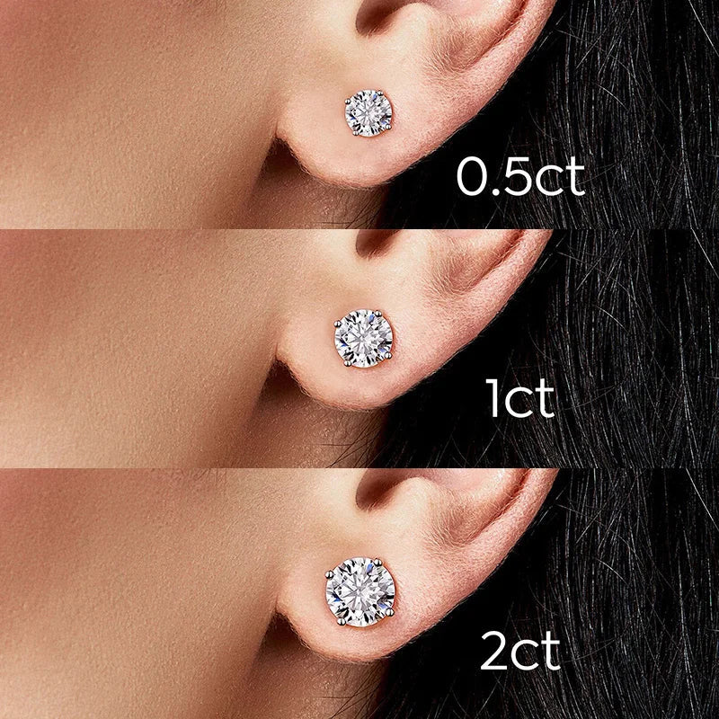 Pure Solitaire 4-Prong Moissanite Gold Plated Earrings
