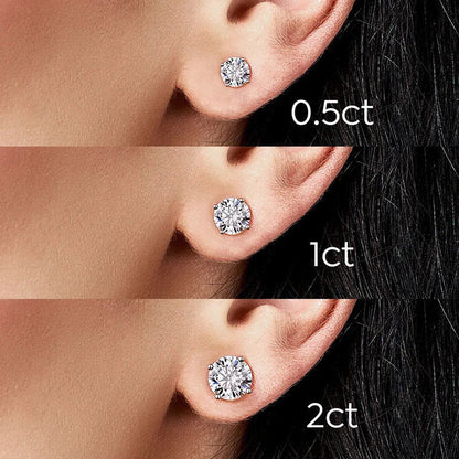 Pure Solitaire 4-Prong Moissanite Gold Plated Earrings