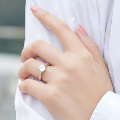 Twisted Band Moissanite Solitaire Gold Plated Ring