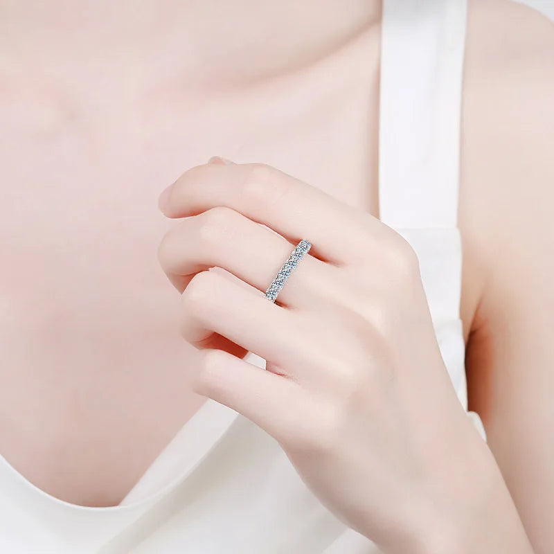 Luxe Pavé Detail Moissanite Gold Plated Eternity Ring