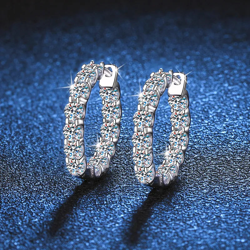 Brinco Argola Luxury Moissanite em Prata Banhada à Ouro 14k - Loratta