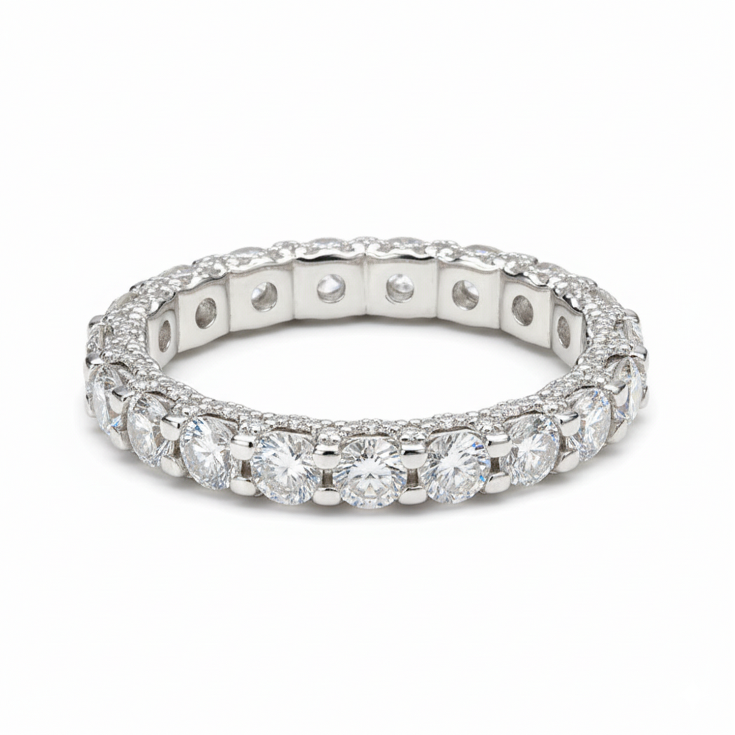 Luxe Pavé Detail Moissanite Gold Plated Eternity Ring