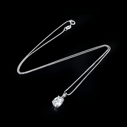 Oval Grace Moissanite White Gold Plated Necklace