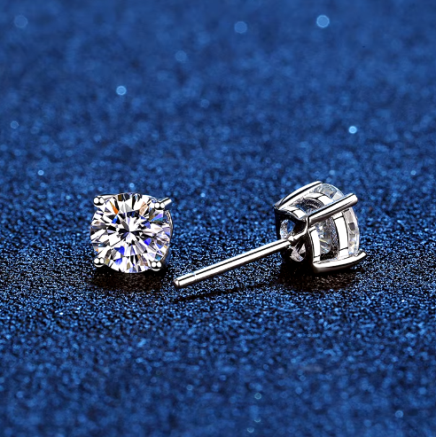 Pure Solitaire 4-Prong Moissanite Gold Plated Earrings