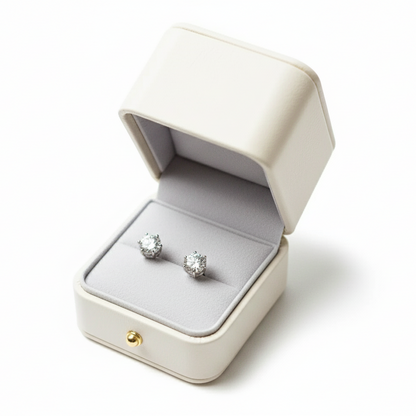 Classic Solitaire 6-Prong Moissanite Gold Plated Earrings