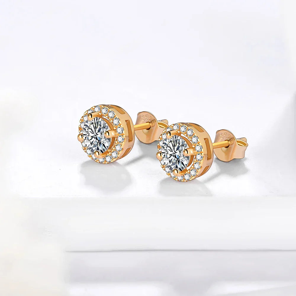 Brinco Cravejado Moissanite Banhado à Ouro 18k - Loratta
