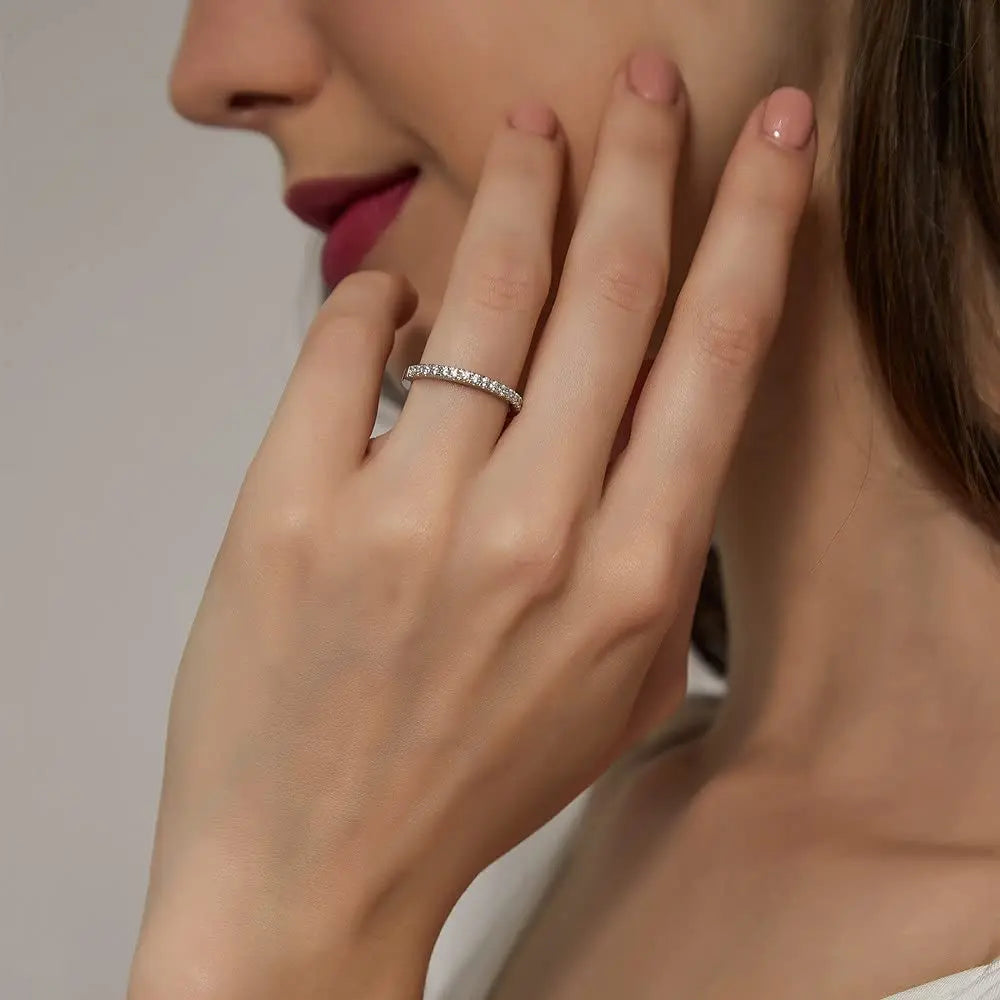 Round Cut Moissanite Gold Plated Full Eternity Ring