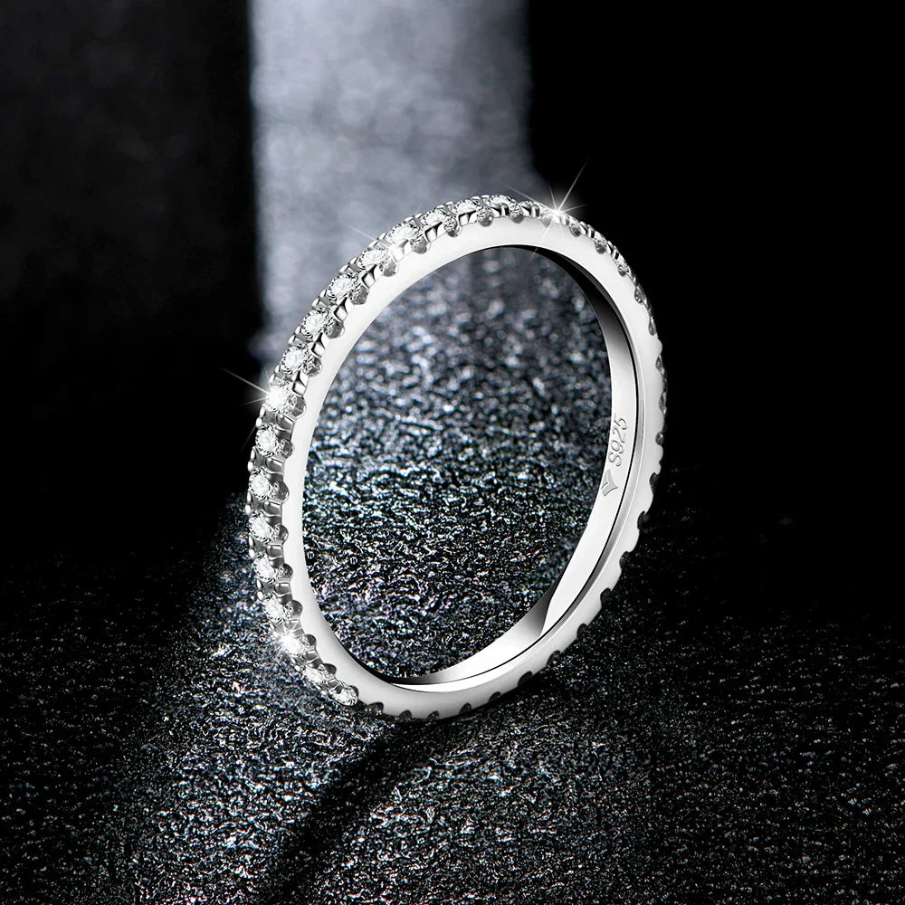 Round Cut Moissanite Gold Plated Full Eternity Ring