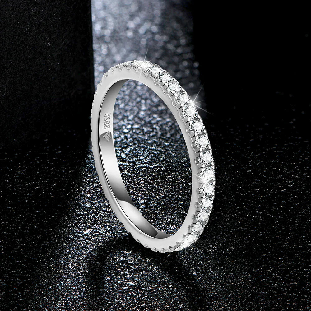 Round Cut Moissanite Gold Plated Full Eternity Ring