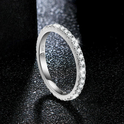 Round Cut Moissanite Gold Plated Full Eternity Ring