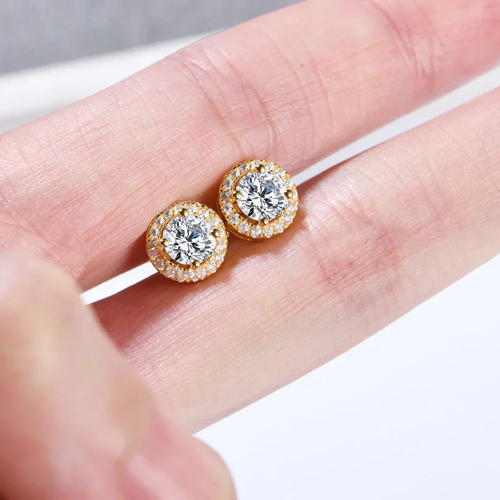 Brinco Cravejado Moissanite Banhado à Ouro 18k - Loratta