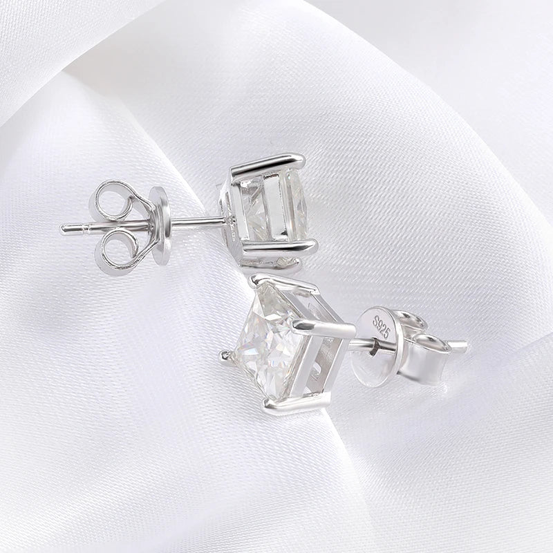 Royal Princess Cut Moissanite Gold Plated Earrings