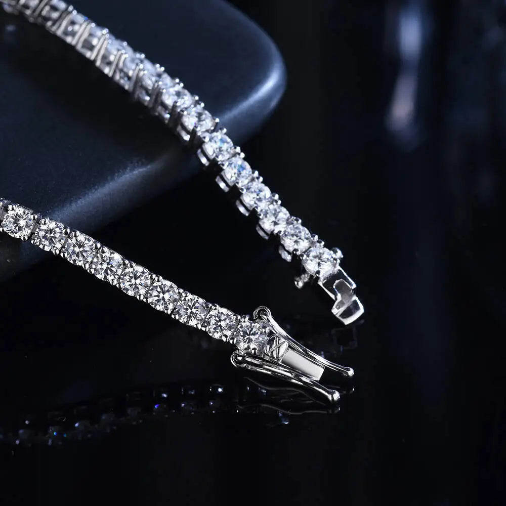 3mm Moissanite Rhodium Plated Tennis Bracelet