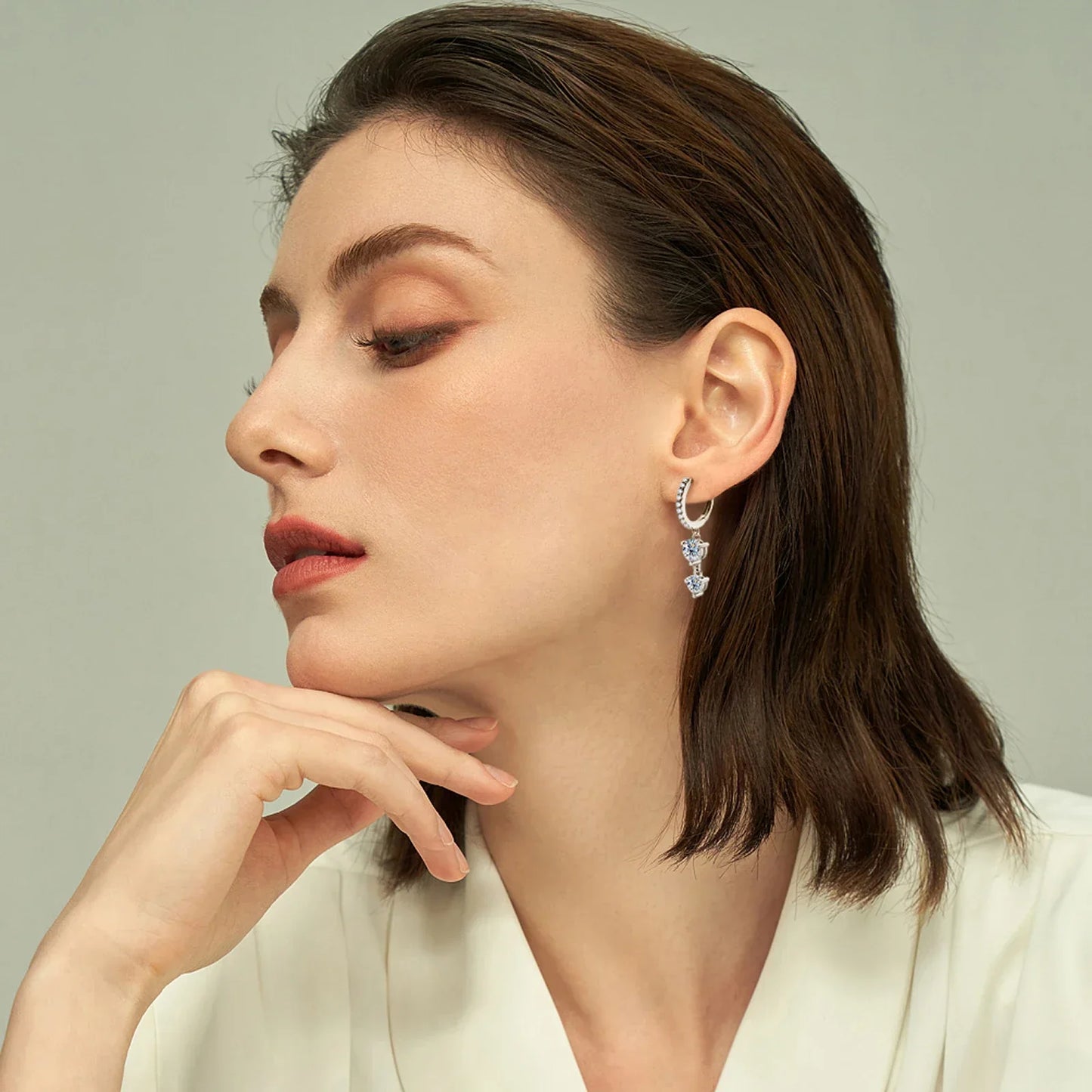 Shimmer Dangle Brilliant Moissanite Gold Plated Earrings