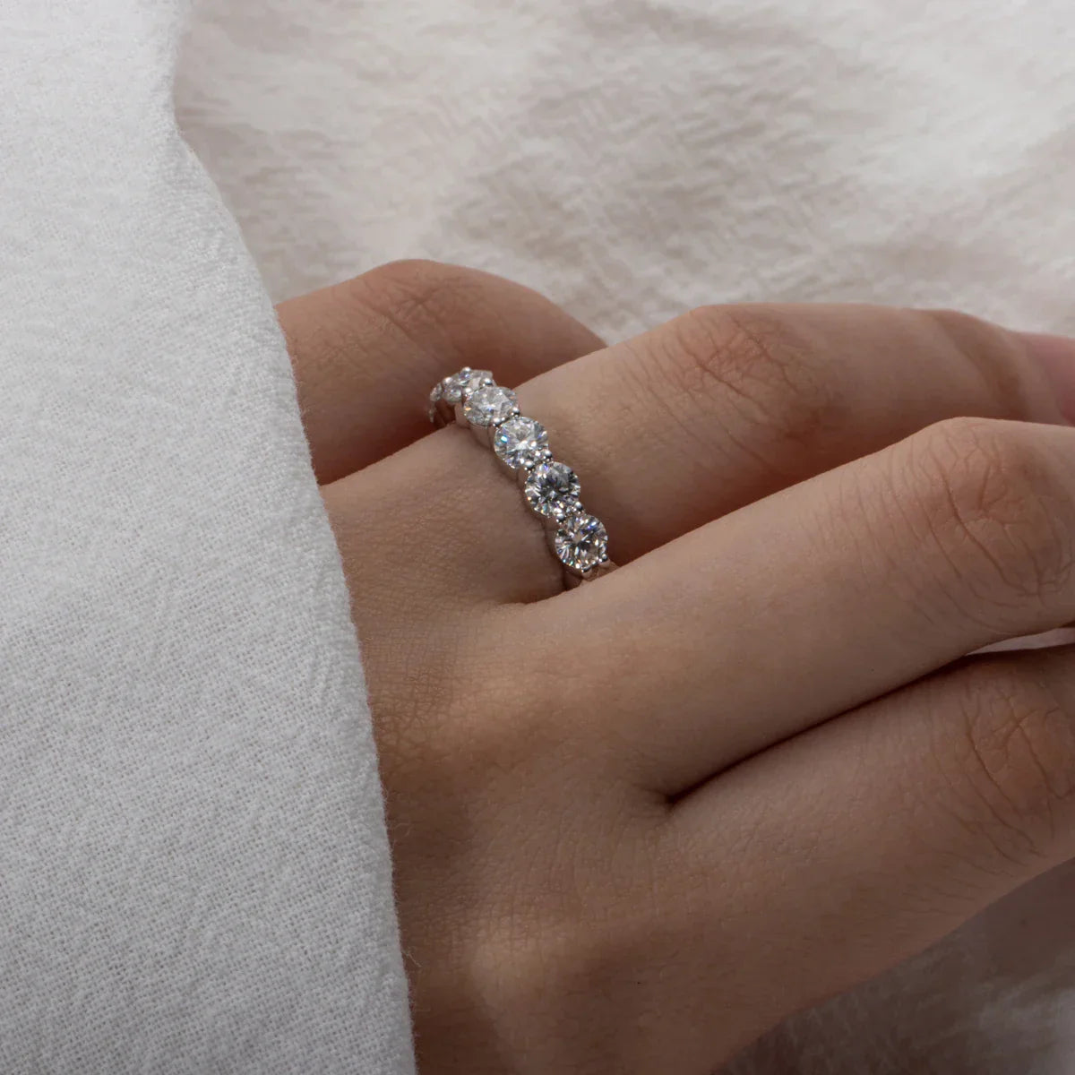 Round Cut Moissanite Gold Plated Full Eternity Ring