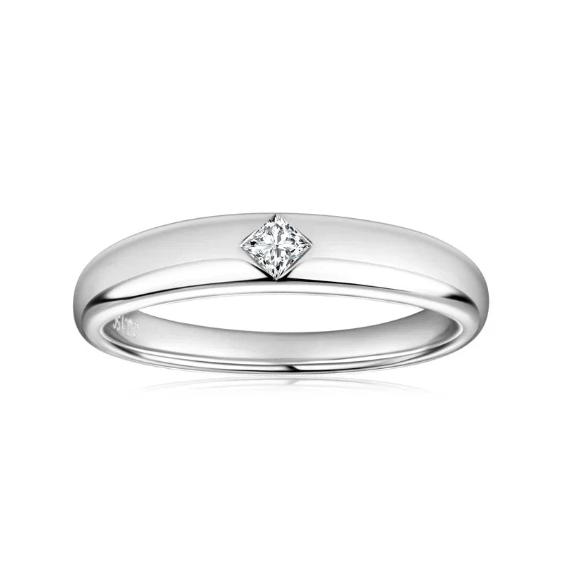 Aliança 15 Pontos Princesa Moissanite Prata Banhada à Ouro 14k - Loratta