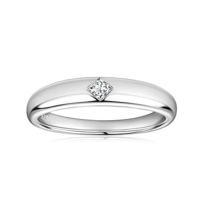 Aliança 15 Pontos Princesa Moissanite Prata Banhada à Ouro 14k - Loratta