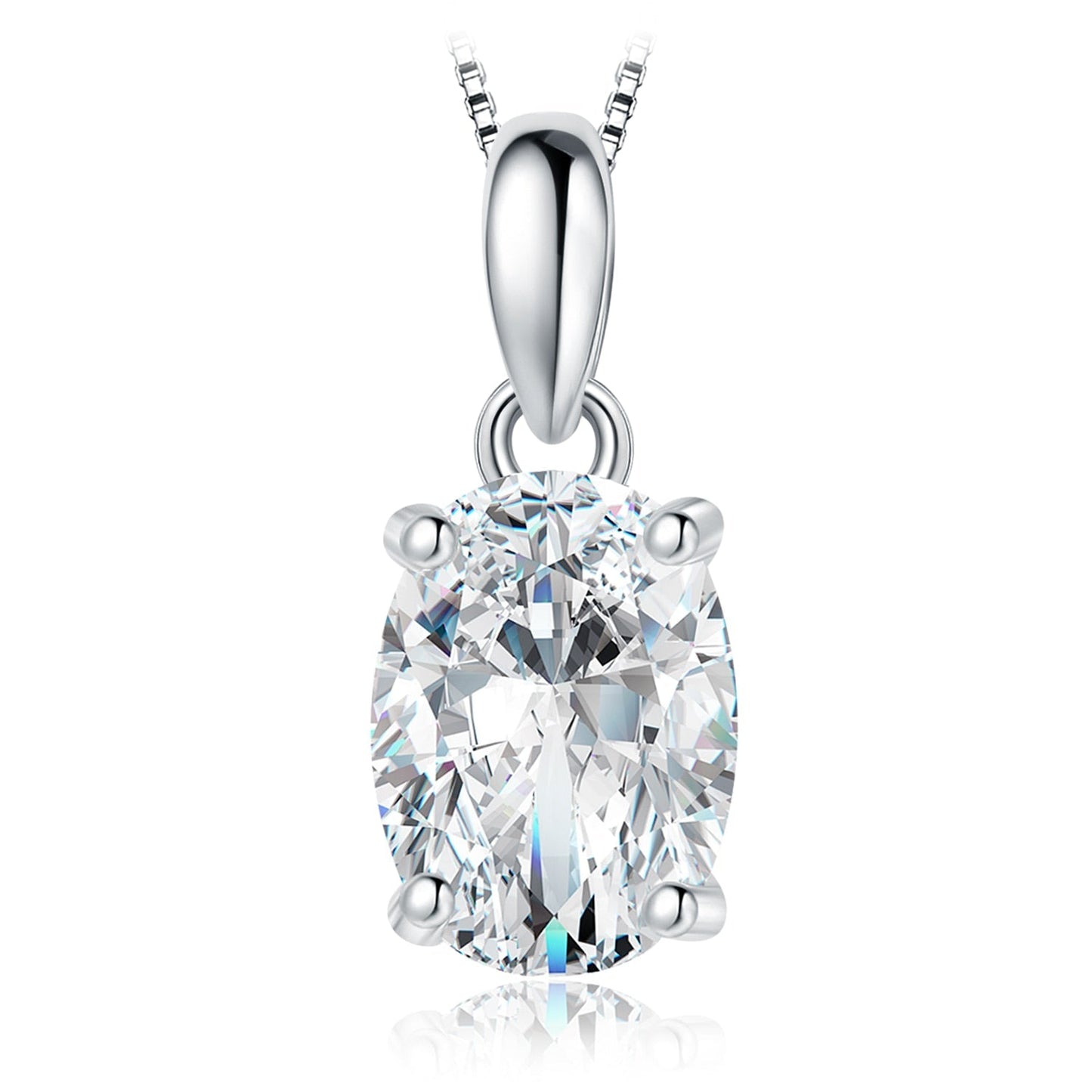 Colar Oval 4 Garras Moissanite Folheado em White Gold Plated 18k - Loratta