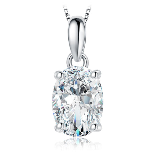Colar Oval 4 Garras Moissanite Folheado em White Gold Plated 18k - Loratta