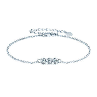 Bracelete Três Marias Moissanites e Prata Folheada à Ouro Branco 14k - Loratta