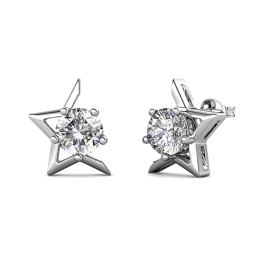 Brinco Meia Estrela Moissanite em Prata Folheado à Ouro 18k - Loratta