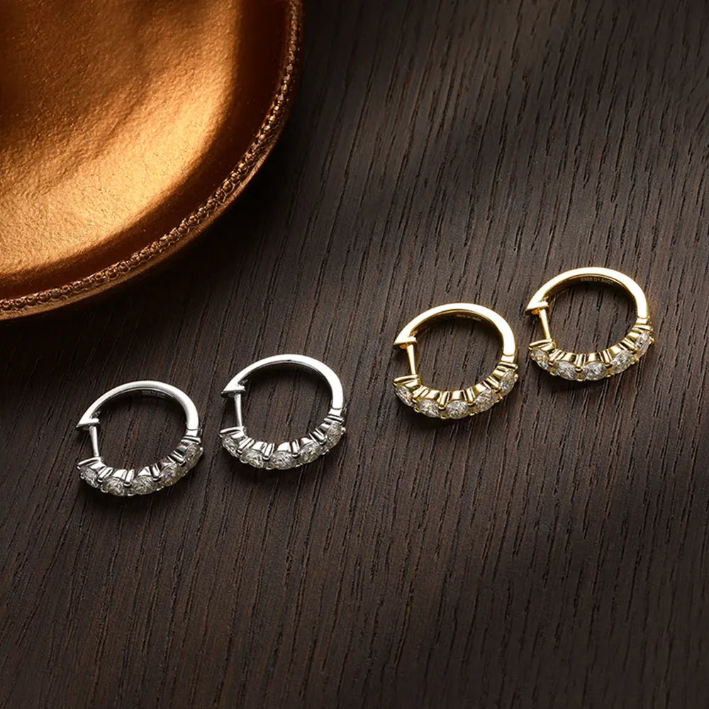 Quintet Moissanite Gold Plated Earrings
