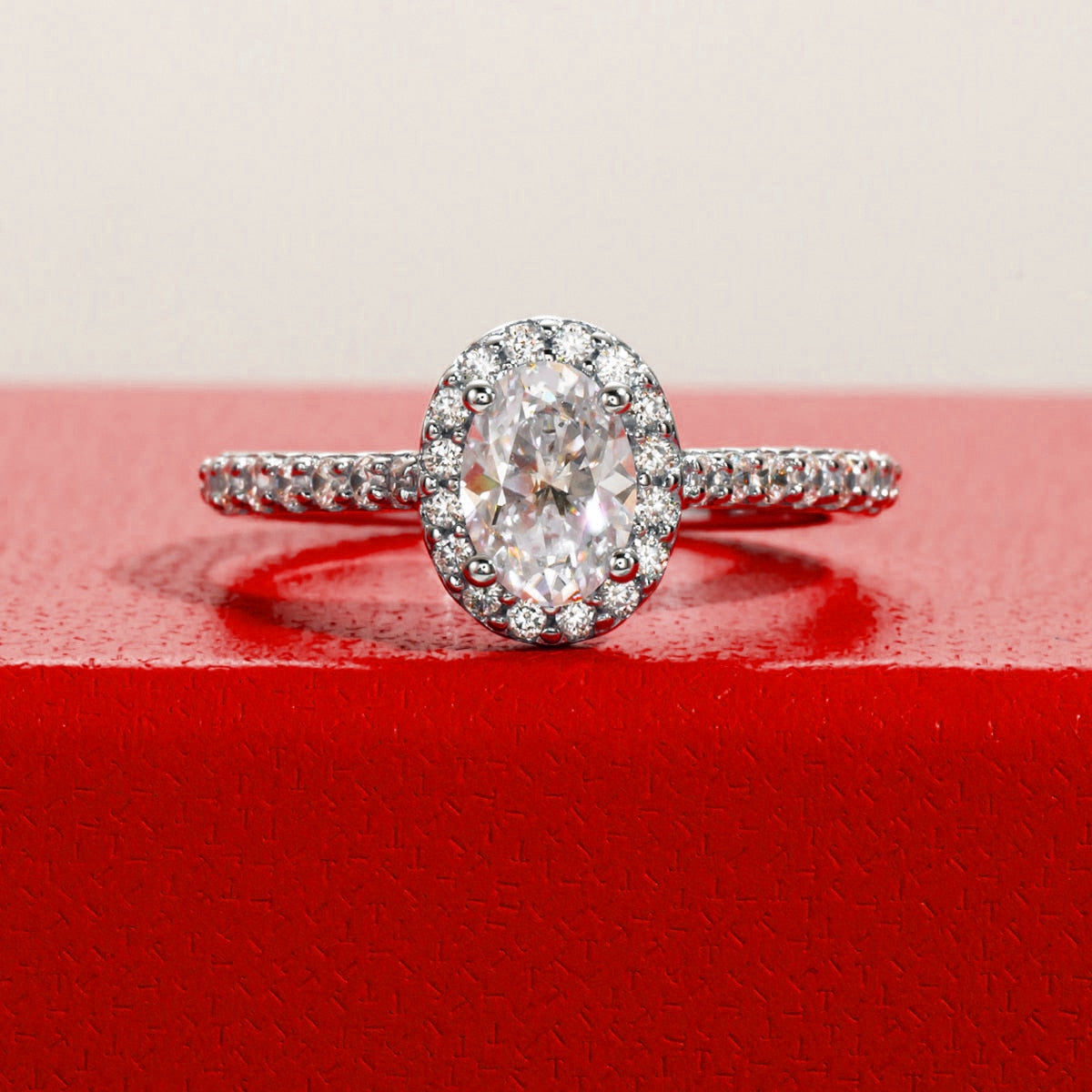 Grace Oval Halo Moissanite Gold Plated Ring