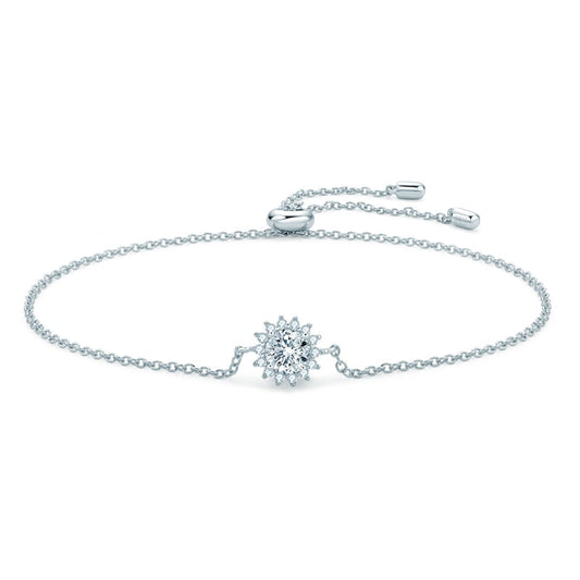 Bracelete Raio de Sol Moissanites e Prata Folheada à Ouro Branco 14k - Loratta