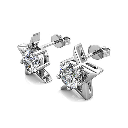 Brinco Meia Estrela Moissanite em Prata Folheado à Ouro 18k - Loratta