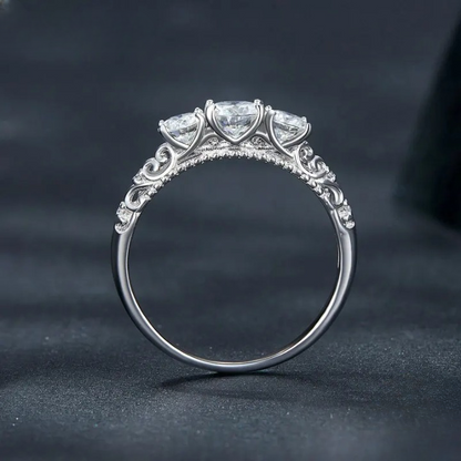 Vintage Three Stone Moissanite Gold Plated Ring