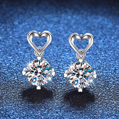 Brinco Coração Moissanite em Prata Folheado à Ouro 18k - Loratta
