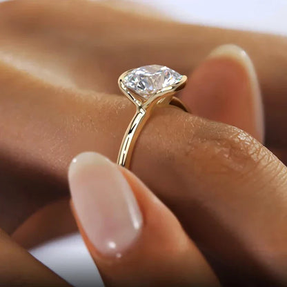 Classic Moissanite Bezel Set Gold Plated Ring