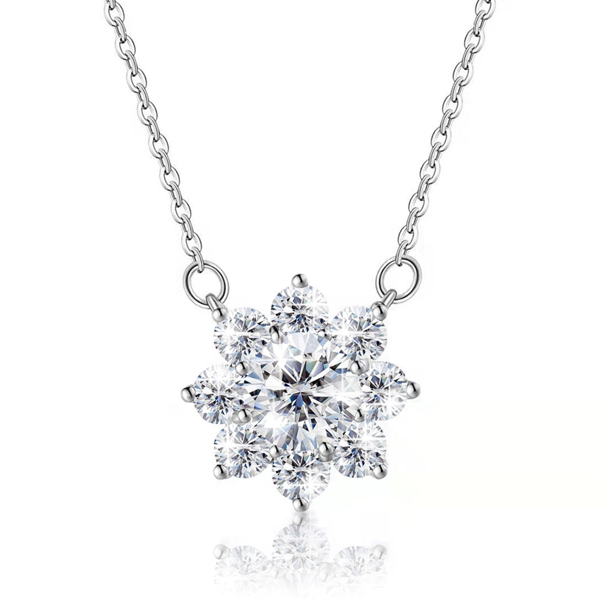 Colar Flor de Jasmin Moissanite em Prata - Loratta