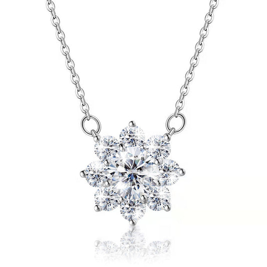 Colar Flor de Jasmin Moissanite em Prata - Loratta