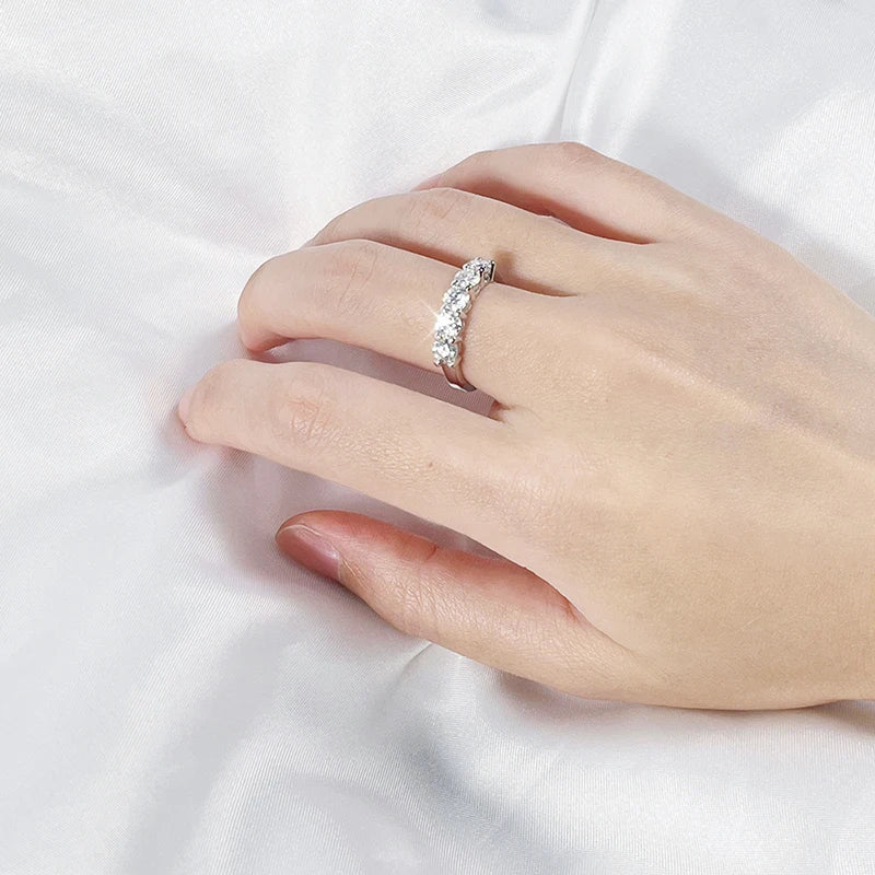 Quintessence 18k Gold Plated Moissanite Half Eternity Ring