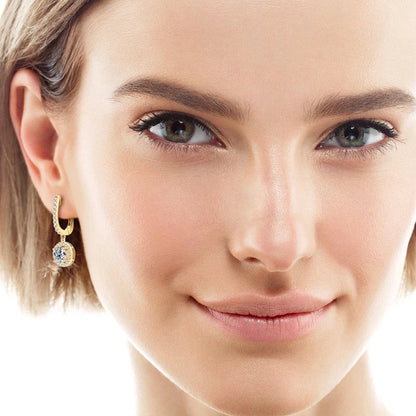 Circular Charm Moissanite Gold Plated Earrings