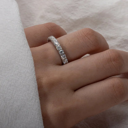 Aliança 200 Pontos Moissanite Prata Banhada à Ouro Branco 18k - Loratta