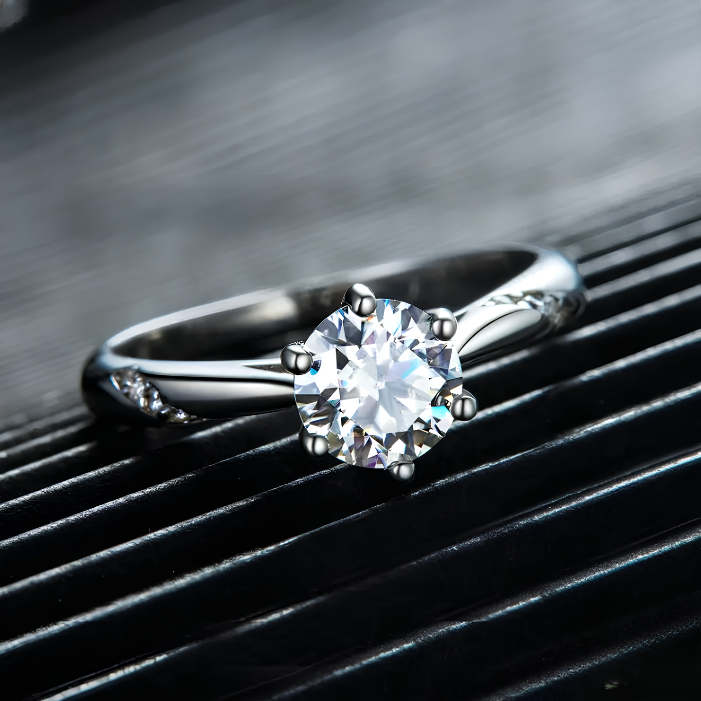 Twisted Band Moissanite Solitaire Gold Plated Ring