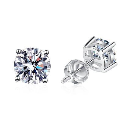 Pure Solitaire 4-Prong Moissanite Gold Plated Earrings