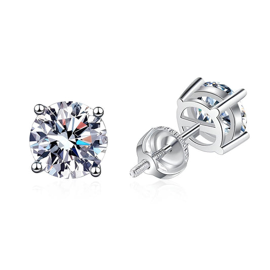 Pure Solitaire 4-Prong Moissanite Gold Plated Earrings