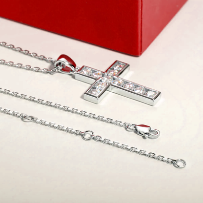 Divine Cross Moissanite Gold Plated Necklace