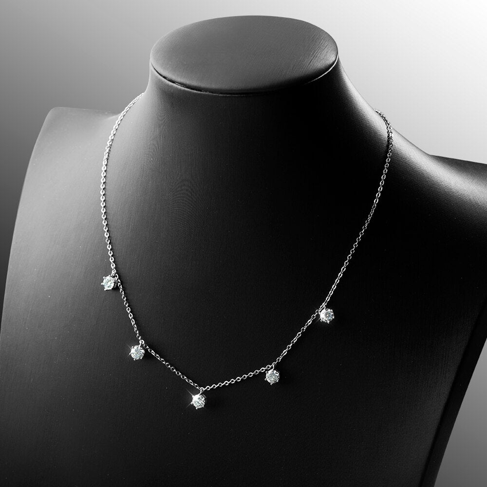 Colar Jasmin Moissanites em Prata - Loratta