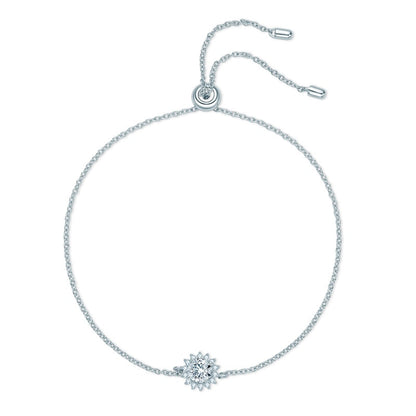 Bracelete Raio de Sol Moissanites e Prata Folheada à Ouro Branco 14k - Loratta