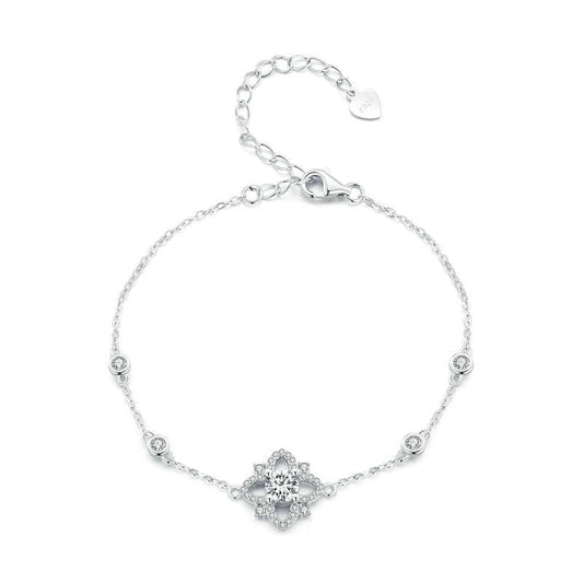 Bracelete Flor do Jardim Moissanites em Prata - Loratta