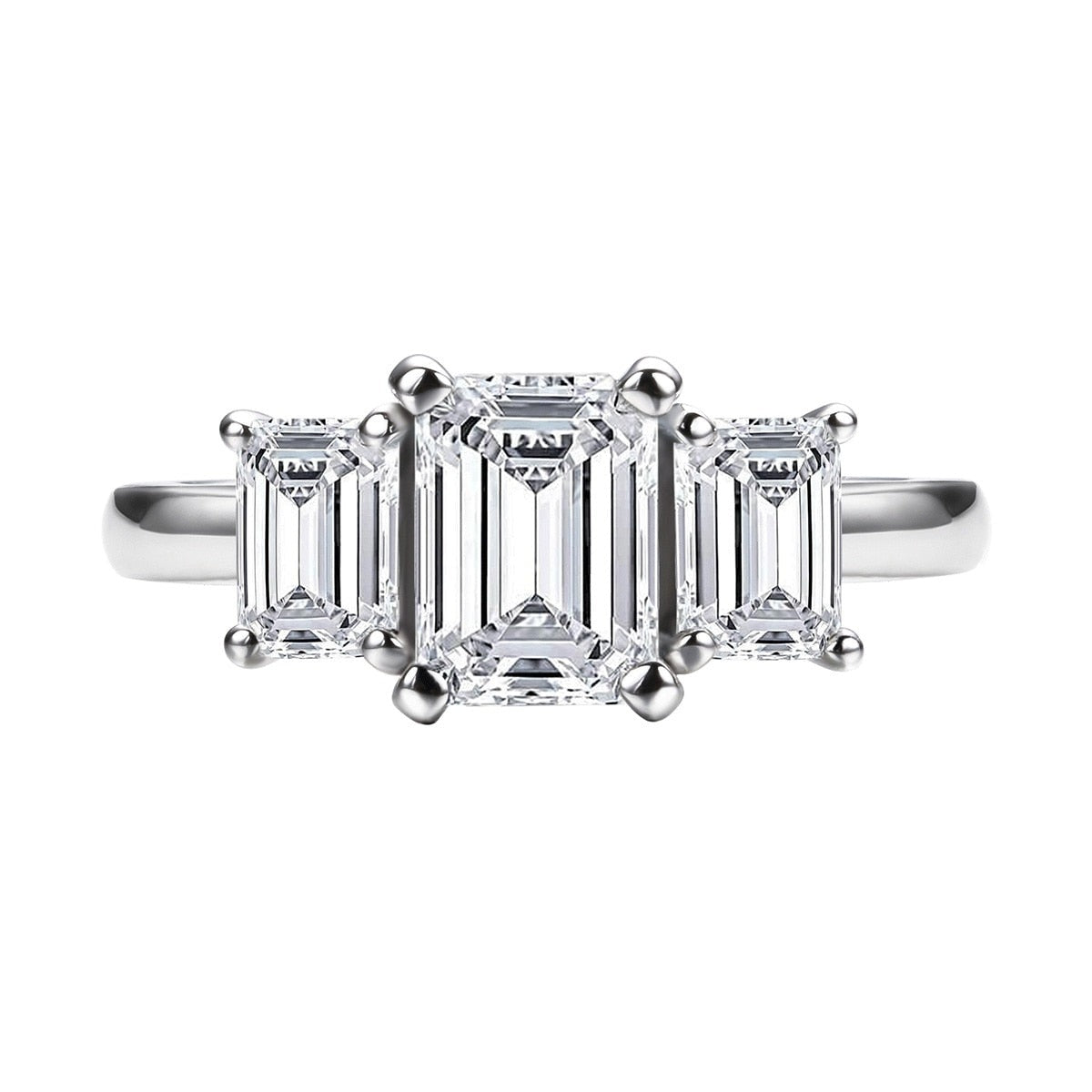 Anel Trigêmeo Esmeralda Moissanite - Loratta