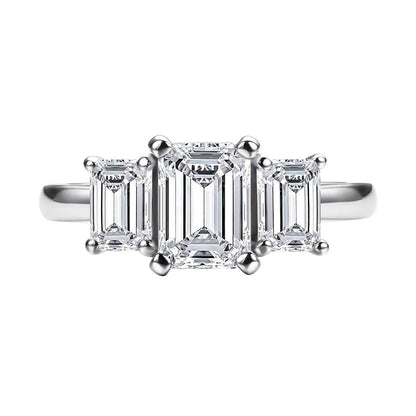 Anel Trigêmeo Esmeralda Moissanite - Loratta