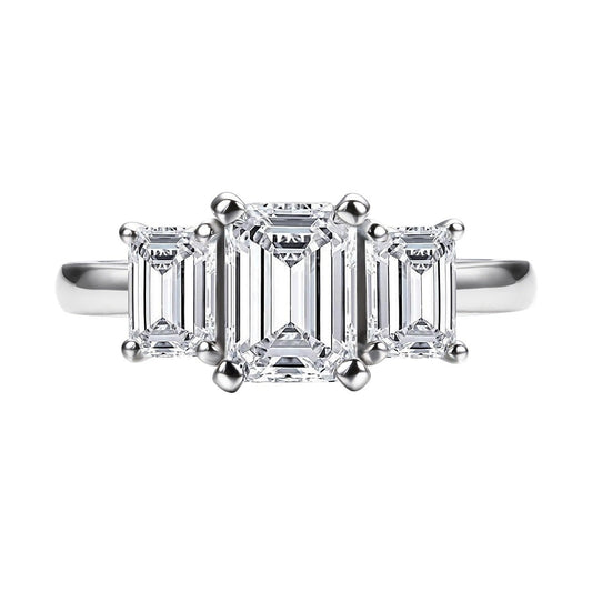 Anel Trigêmeo Esmeralda Moissanite - Loratta